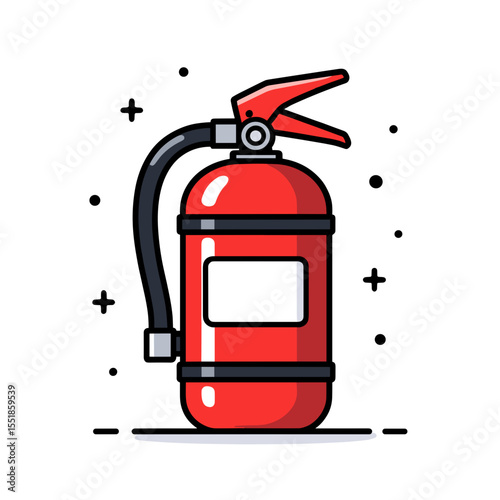 Red Fire Extinguisher Illustration with Black Outline and Simple Design for Safety Equipment