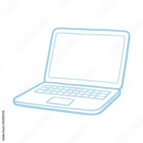 Hand-Drawn Light Blue Laptop Icon