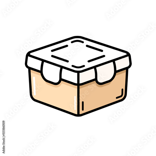 Illustration of a Square Food Container with Lid, Ideal for Food Storage and Organization