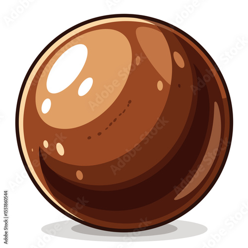 Shiny Brown Marble Ball Illustration with Light Reflections and Smooth Surface Texture