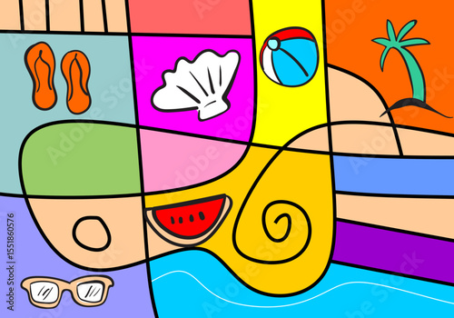  illustrations evoke the essence of a tropical summer getaway.
