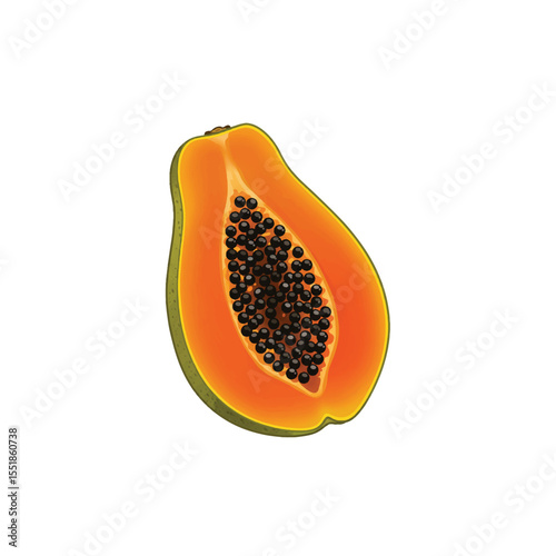 Vibrant Papaya A Half-Sliced Tropical Fruit Illustration, papaya vector icon, Juicy Papaya Halves Tropical Fruit Delight, Ripe and Ready to Eat