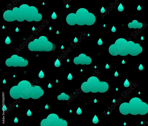 Heavy rain is brought by moody, dark clouds, as depicted in a hyper-realistic stock image that captures atmospheric weather patterns with sharp focus and features a detailed, high-resolution close-up