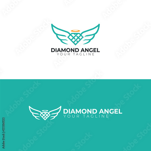 Elegant Angel Logo Featuring Wings vector illustration