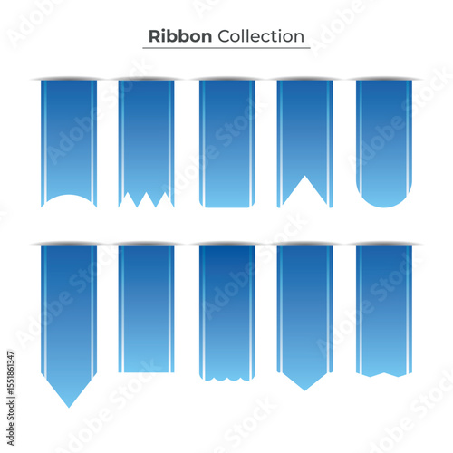 Blue Ribbon Collection Featuring Various Shapes and Decorative Elements