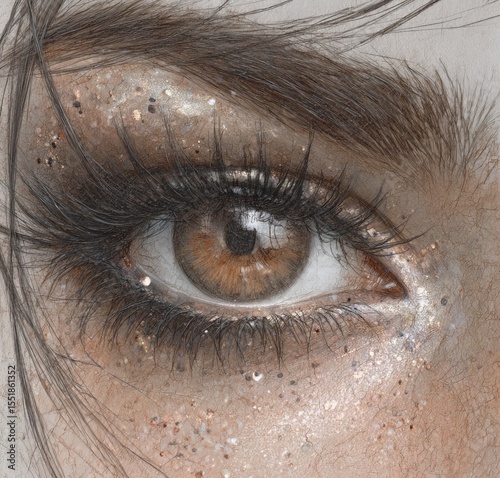 Closeup image generated by ai of beautiful and hazel human eyes