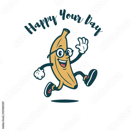 Cheerful Cartoon Banana Mascot Illustration