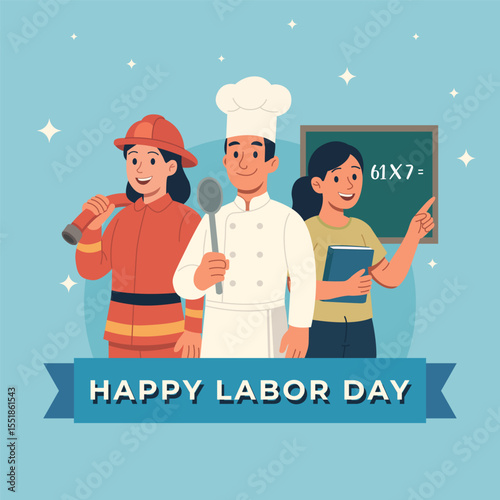 Illustration of Professionals Celebrating Labor Day