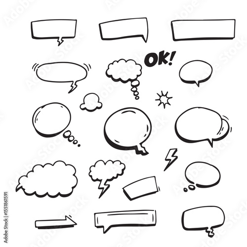 Hand-Drawn Comic ribbon Bubbles vector illustration