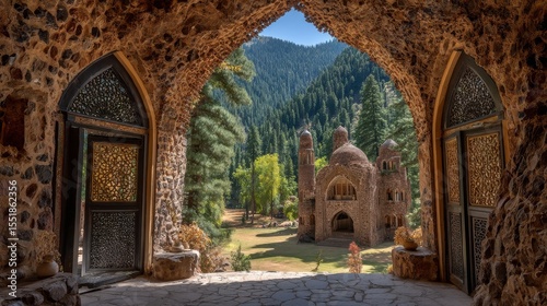 The village in the Swiss Alps is surrounded by breathtaking mountain images and showcases nature's beauty, attracting tourism and travel enthusiasts
