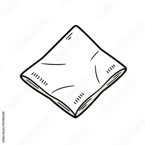 Simple White Pillow Illustration with Black Outline, Soft and Comfortable Bedding Accessory