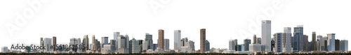3D render panoramic view of a city on a transparent background	