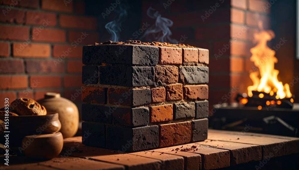 Obraz premium brick wall with smoke