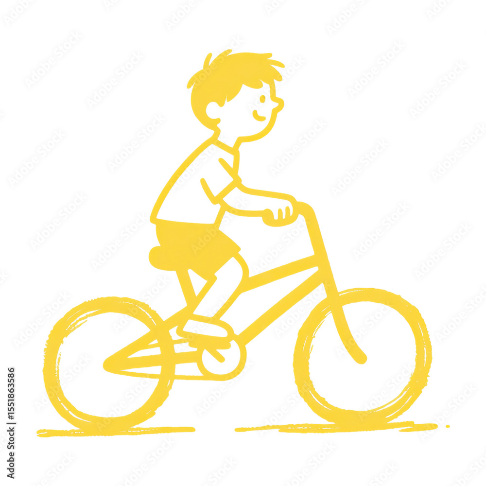 Obraz premium Hand-Drawn Doodle Style Boy Riding Bicycle Icon