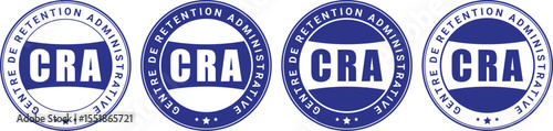 gentre de retention administrative cra circular blue stamps with bold text and border design for official label or institutional identity	