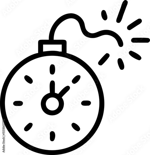 timer bomb vector outline icon on white or transparent background. Military Solid Editable Icon