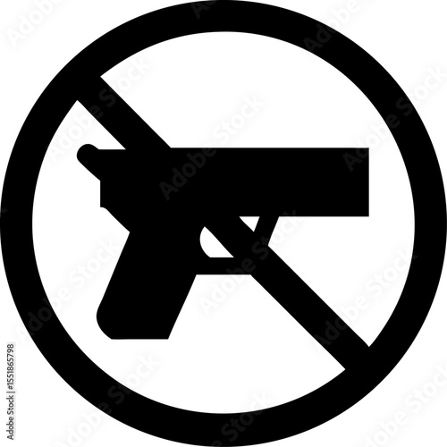 ban gun vector outline icon on white or transparent background. Military Solid Editable Icon