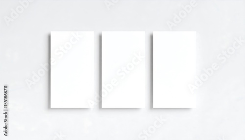 Three Blank Vertical Cards on White Background.