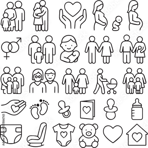 Family & Parenthood  line icons pack 
