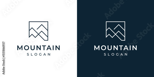 simple outline mountain logo design