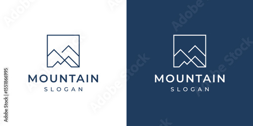simple outline mountain logo design