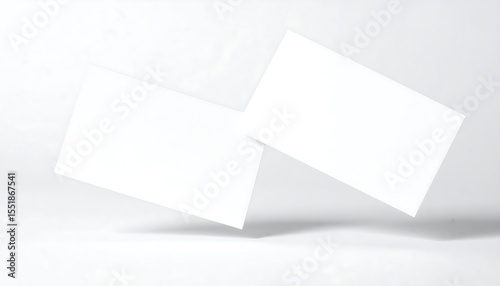 Two blank cards floating against white.