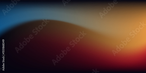 Dark blue orange red grainy texture background abstract vibrant color wave shape black backdrop noisy wide banner header design