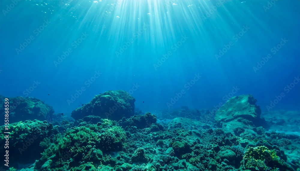 Obraz premium Underwater scene with sunlight.