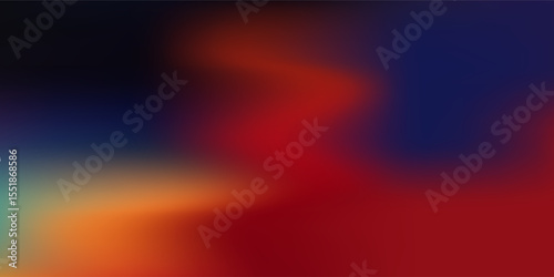Abstract dark blue orange red rough texture background wave shape bright color black background