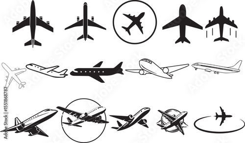 vector set of airplane icons