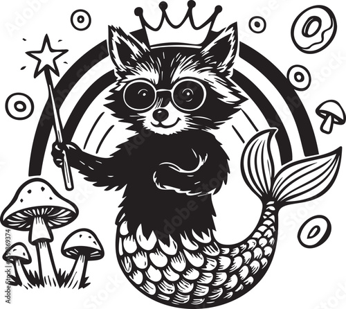 weird raccoon with wand