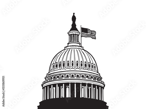 United States Capitol building silhouette as symbol of democracy and independence