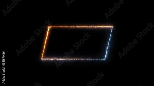 Rectangle neon. Rounded rectangle photo frame with four tone neon color and illustrated black background