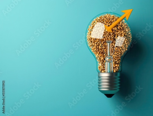 Lightbulb merging with arrow, symbolic visual of smart strategy