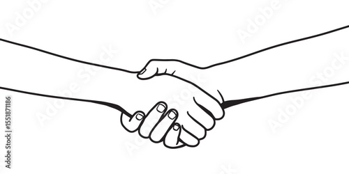 Black and white handshake silhouette vector illustration representing trust agreement and partnership. handshake vector illustration showing mutual respect and business partnership