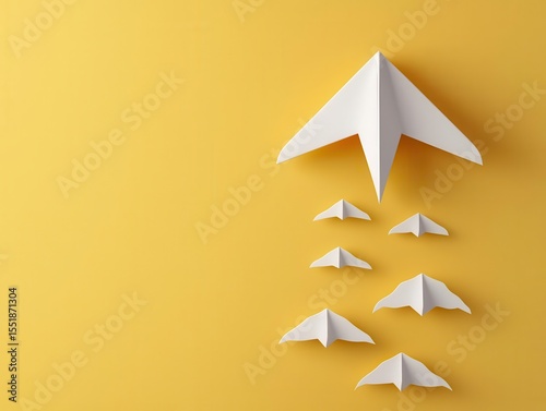 Paper airplane flying through abstract obstacles, business agility concept
