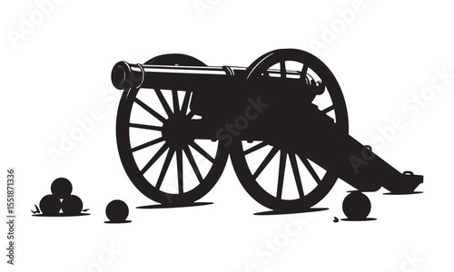 Historic battlefield cannon silhouette reflecting American Revolutionary War symbolism