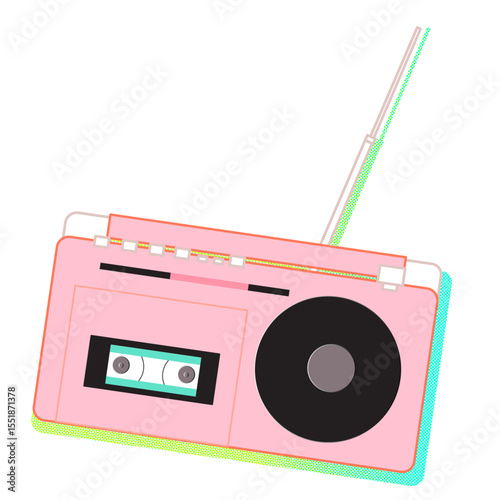 Retro Pink Cassette Player Boombox 80s Music Nostalgia Vintage Audio Design for decoration design
