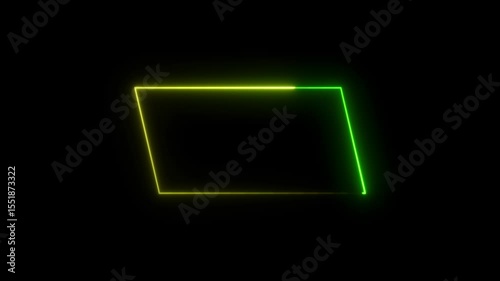 Rectangle neon. Rounded rectangle photo frame with four tone neon color and illustrated black background