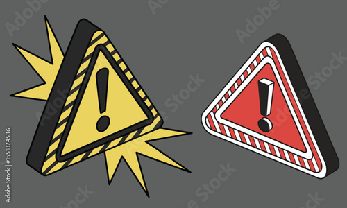 Yellow and red triangle warning sign with no background in vector format.