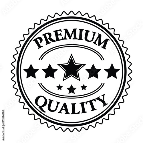 Black and white premium quality seal with stars and scalloped edge