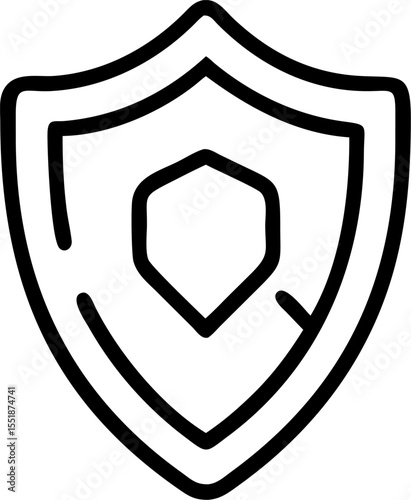 shield vector outline icon on white or transparent background. Military Solid Editable Icon