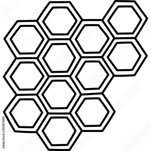 Lovely black and white honeycomb in childish style. Cute hand drawn hexagonal grid cells isolated on background. Outline doodle of beekeeping, honey bee, sweet healthful food for design, post, card.