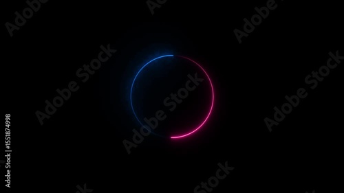 Neon effect circle frame Loop background 4K