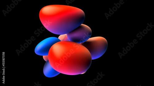 3D Red and Blue Sphere Balloon Easter Egg in Slow Motion Timelapse Abstract Design