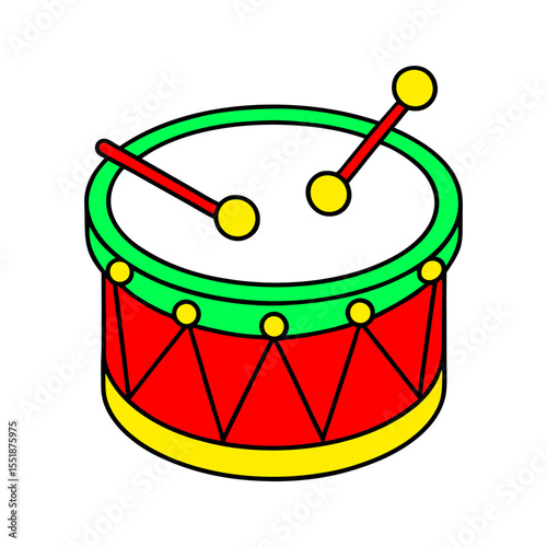 outline vector illustration of a christmas drum