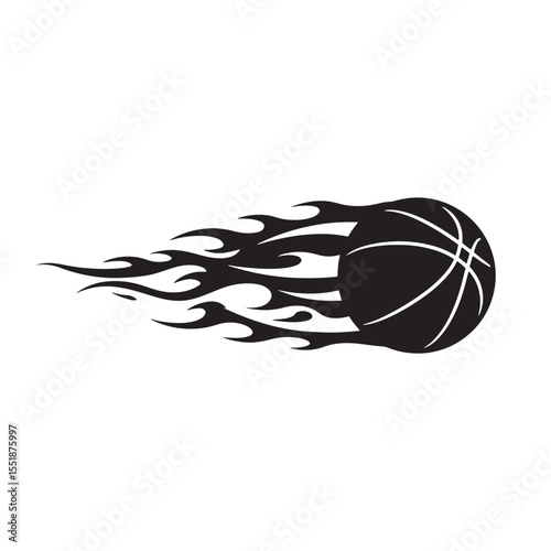 Flaming Basketball Icon in Motion – Sports Fireball Vector Illustration