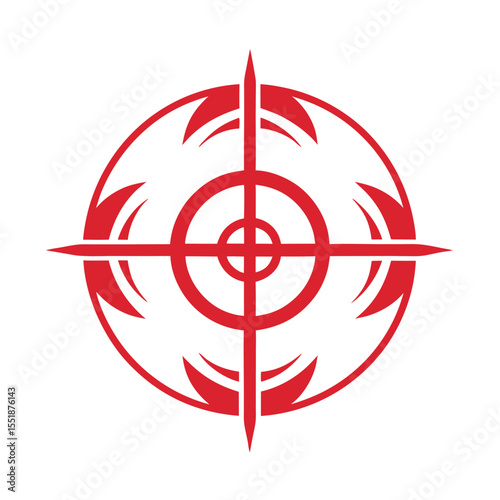Red circular target reticle with sharp pointed elements crosshair focus