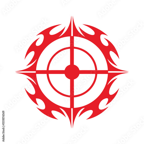 Red Tribal Fire Emblem Symbol on White Background vector