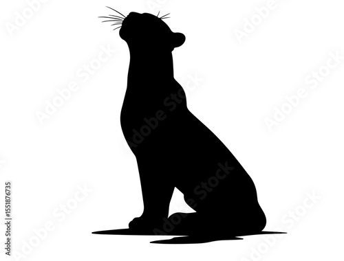  Jaguar in silhouette vector pure white background.